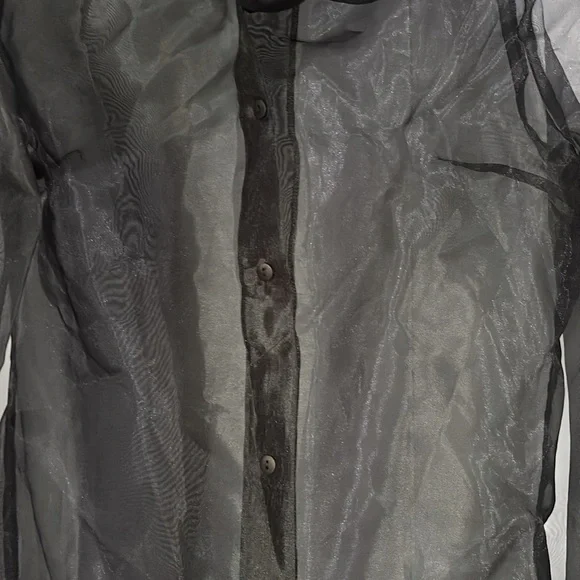 anthropologie sheer Black Back Bow at neck, self tie, Blouse NWOT By Ellender - Picture 6 of 16